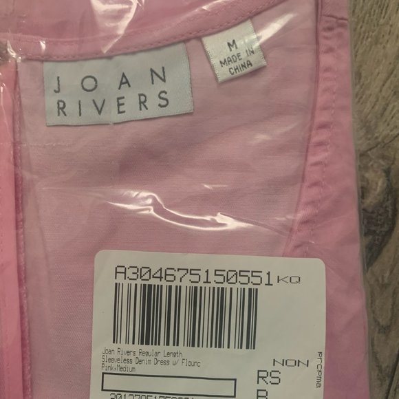 NWT JOAN RIVERS‎ PINK REGULAR LENGTH SLEEVELESS DENIM DRESS WITH FLOUNCE MEDIUM - Picture 11 of 12
